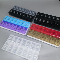 Boîte à pilules de voyage en plastique à 14 compartiments, deux couleurs, pour 2 semaines, organiseur de pilules pour 14 jours