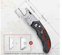 Couvre-lame de couteau utilitaire AIRAJ à dégagement rapide, quatre lames de rechange, support de couteau en alliage d'aluminium, DIY OEM