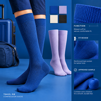 Chaussettes de compression de voyage en coton peigné et élasthanne, lot cadeau, avec soutien gradué du mollet, ajustement gradué et placement du motif