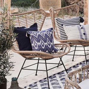 Silla de comedor al aire libre barata PE ratán Marco de hierro cojín de diseño moderno para Garden Park Patio Cafe - Product Image 1