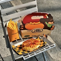 Conception personnalisée attrayante pour les emballages à emporter de hot-dogs de marque privée avec impression de logo sur papier carton blanc 350g