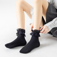 Chaussettes d'été courtes en dentelle pour femme, jolies chaussettes de princesse en coton à volants, Style Lolita, de haute qualité