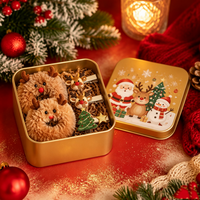 Boîte en métal carrée dorée réutilisable et écologique pour chaussettes de Noël avec logo imprimé personnalisé – Contenant cadeau festif pour les fêtes