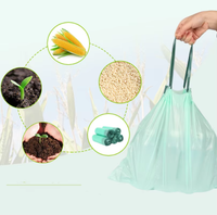 Sacs poubelles biodégradables et compostables en amidon de maïs PLA, résistants à la déchirure, imperméables, écologiques, avec cordon de serrage, en rouleau