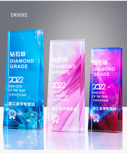 Penghargaan plak kristal kustom k9 piala kaca penghargaan kreatif warna motif UV Piala Kristal - Product Image 3