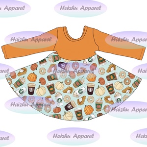 Vestido de Lana con Estampado Floral de Manga Larga para Niñas, Modelo Cd1-4, Nuevo y a la Moda - Product Image 5