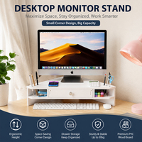 Organisateur de bureau réglable à double niveau en PVC-WPC, multifonctionnel pour fournitures de bureau, petits accessoires et articles divers