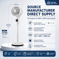 Kipas Angin Remote Smart Voice Dual Control 3D Air Circulator Timer 8 Jam 4 Baling-baling 8 Kecepatan Tinggi Dapat Disesuaikan Kipas Lantai ABS OEM Custom