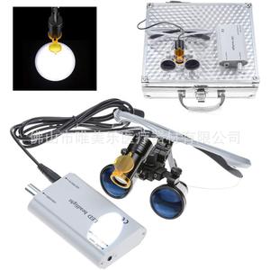 Microscope dentaire 2,5x/3,5x Loupe binoculaire de type lunettes avec lampe frontale LED jaune et blanche - Product Image 3