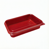 Boîte à bento rectangulaire en plastique PET de qualité alimentaire avec couvercle transparent et base colorée pour l'emballage à emporter