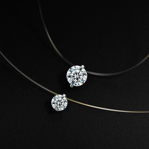 Invisible 925 Chaîne En Argent Bijoux En Argent <span class=keywords><strong>Collier</strong></span> Pendentifs Moissanite Colliers Ras Du Cou Ligne De Pêche <span class=keywords><strong>Collier</strong></span> Femme - Product Image 1