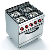 Yacook Équipement de restauration professionnel, cuisinière à gaz en acier inoxydable à 4 brûleurs avec four à gaz, 20800W, garantie 1 an