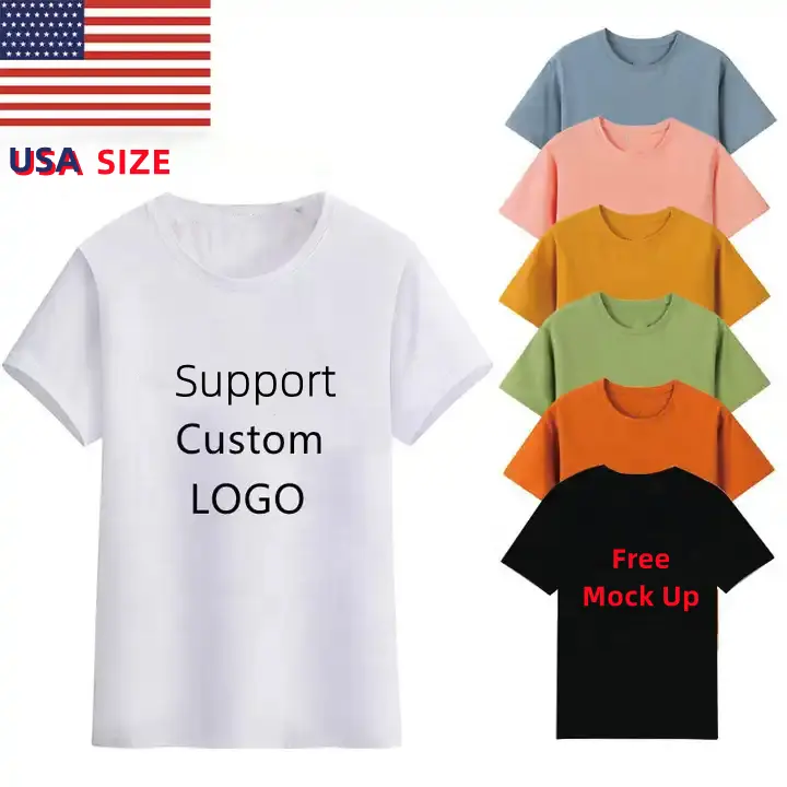 Camisetas de algodón para hombres y mujeres, camisas en blanco con impresión de logotipo personalizado, Impresión de sublimación, artículos de EE. UU.
