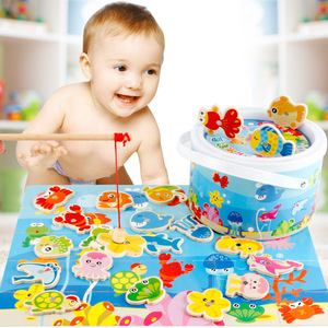 Juego de Pesca Magnético de Madera Montessori para Niños, Juguete Educativo para la Concentración y la Inteligencia, Juego de Padres e Hijos - Product Image 1