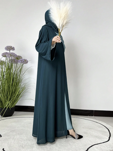 Abaya de luxe Dubaï avec ensemble hijab assorti, robe abaya musulmane élégante et burqa en couleur violette 2026 - Product Image 3