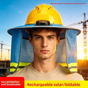 Casque de sécurité de chantier Warmice avec pare-soleil, visière anti-UV, ventilateur de refroidissement solaire intégré et protection du cou pour l'été - Product Image 3