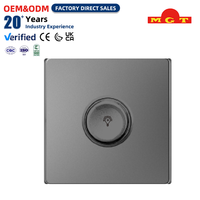 Interrupteur rotatif à intensité variable, électroplaqué gris mat, 10A 250V AC, interrupteurs de contrôle de la luminosité pour lampe murale
