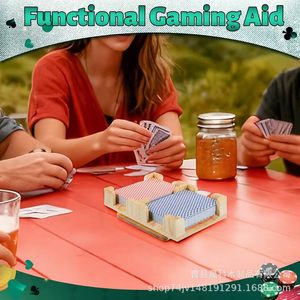 Wooden <b>Playing</b> <b>Card</b> Storage Rack 20 Cm X 20 Cm Desktop Game <b>Card</b> Holder For Parties And Festivals - Product Image 2