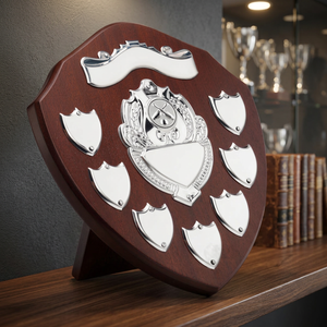 Trophée de cricket en laiton poli, métal nautique, argent et bois brun pour la décoration intérieure - Product Image 2