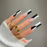 Faux Ongles de Luxe en Acrylique, Étiquette Privée, Emballage Fournisseur French Tip, Boîte Courte à Presser, Vente en Gros, Haute Qualité, 24 Pièces ABS