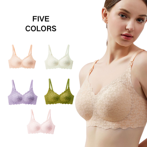 Soutien-gorge d'allaitement de maternité en dentelle douce et sexy de haute qualité, antibactérien, col en V, en stock, grande taille, soutien-gorge d'allaitement sans couture, effet push-up - Product Image 1