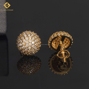 ZUANFA JEWELRY Moissanite Ball <b>Stud</b> Earrings 925 <b>Silver</b> 18K Gold Plated Micro Pave Round Brilliant Cut Luxury Unisex - Product Image 4