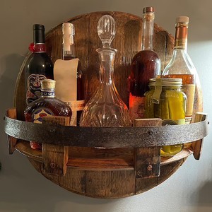 Étagère <span class=keywords><strong>murale</strong></span> artisanale pour boissons alcoolisées, porte-bouteilles <span class=keywords><strong>vintage</strong></span> rond pour étagères murales # T1G - Product Image 4
