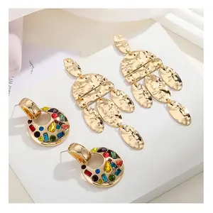 KJ Original Designs Wholesale Fashion Jewelry Zinc Alloy Colorful Crystal Earrings for Women