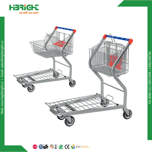 Carrito de Compras de Dos Niveles Resistente para Supermercado, Carrito de Alambre Metálico con Cesta para Tiendas Minoristas - Product Image 4