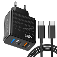 Chargeur USB-C PD GaN 65W avec prise EU US UK, charge rapide 65W, adaptateur de charge rapide USB Type C