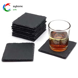 Posavasos de pizarra natural Arpillera 10cm Pizarra Whisky Copa de vino Teahouse Cafe Aislamiento térmico Posavasos antideslizantes - Product Image 6