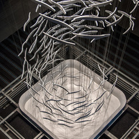 Grand lustre suspendu sur mesure, sculpture abstraite moderne, luminaire suspendu pour hall d'hôtel, atrium, projet commercial, décoration
