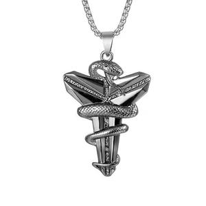 Collar con colgante de acero inoxidable Hip Hop para hombre, Cruz de serpiente <span class=keywords><strong>Mamba</strong></span> <span class=keywords><strong>negra</strong></span> de moda para hombre y mujer, cien accesorios a juego - Product Image 2