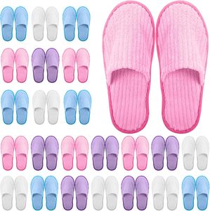 Geyoga 24 Pares de Pantuflas Desechables con Punta Cerrada, Deportivas, a Cuadros, Resistentes a las Manchas, para Huéspedes, 2 Tallas, Parte Superior de Algodón, Suela de PVC, para Hotel - Product Image 6