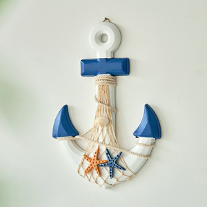 Blue And <b>White</b> Anchor Wall Decor 33cm Mediterranean Style Hanging Home Decoration <b>2</b> <b>Piece</b> <b>Set</b> - Product Image 2