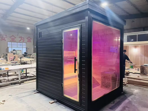 Sauna Moderna <span class=keywords><strong>Industrial</strong></span> para 10 Pessoas em Cedro Hemlock com Detalhes em Metal, Grande Capacidade, Fogão Ecológico Alimentado por Plugue - Product Image 5