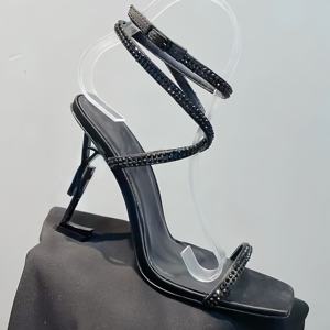 Tacones Altos de Lujo para Mujer al por Mayor, Sandalias de Tacón Alto de Moda para Fiesta, Tacones Altos con Diseño de Cristal para Mujer - Product Image 2