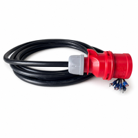 LNLEE PCE - Conjunto de Cable Industrial de 1 m con Enchufe de 5 Pines, Cable de 5 x 2,5 mm², IP44, 16 A, con Terminales de Anillo