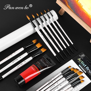 Bộ cọ vẽ tranh màu nước acrylic Panwenbo 6 chiếc, cán gỗ trắng, lông nylon, chuyên nghiệp dành cho họa sĩ - Product Image 4