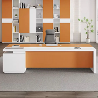 Ensemble bureau et chaise de direction en bois massif orange, design moderne minimaliste, extensible, durable, pour la maison, le bureau et l'hôtel