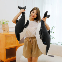 Peluche mini baleine mignonne et douce, avec ailerons festonnés, queue courbée et yeux bleus, cadeau surprise, vente en gros, poupée en peluche