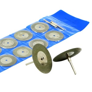 Lot de 10 disques de coupe diamantés de 22 mm avec mandrin de 3 mm pour outil rotatif, meuleuse électrique, coupe de métal et de pierre - Product Image 1