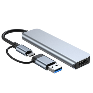 Station d'accueil multifonctions pour ordinateur portable Type C 5 in 2 Dock TF/SD <span class=keywords><strong>Card</strong></span> <span class=keywords><strong>Reader</strong></span> Hub 2 Ports <span class=keywords><strong>USB</strong></span> Adapter - Product Image 6