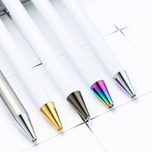 Stylo à bille en métal personnalisé avec autocollants en cristal, stylo à bille blanc, cadeau promotionnel, design sans clip - Product Image 4