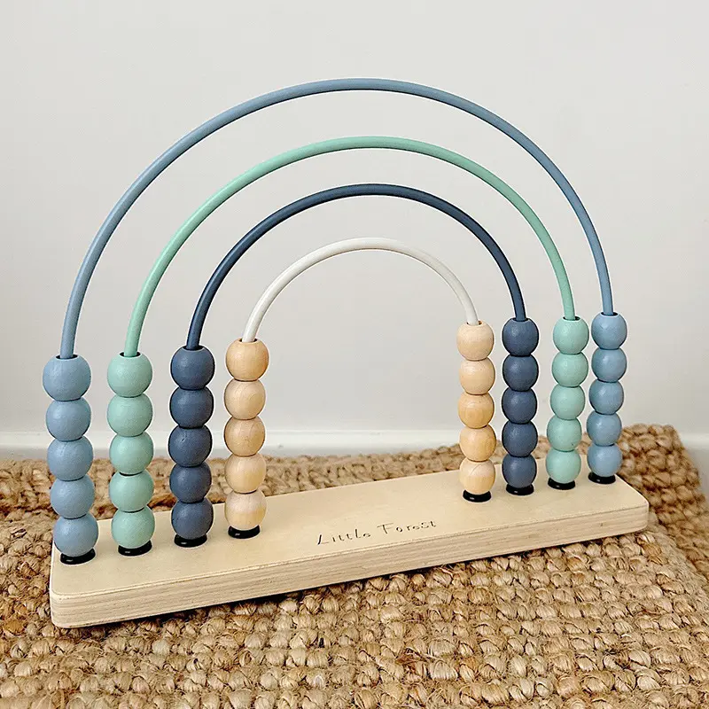 Holz Abacus Zähl spielzeug Montessori Kinder Holz Pastell Perlen Regenbogen Abakus Spielzeug für Kleinkinder