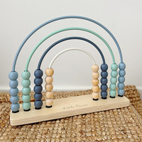 Jouet d'abacus en bois Montessori pour enfants, abacus en bois pastel arc-en-ciel pour tout-petits