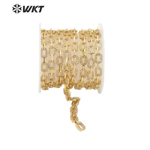 WT-BC145 Kleine Formaat Vierkante Link Chain Sieraden Bevindingen Fashon Gold Cz Vierkante Messing Ketting Ketting Precious Gouden Hand Maken Ketting