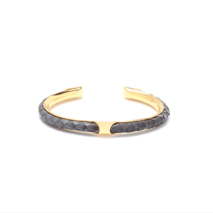 Bracelet ouvert unisexe en cuir de python véritable, acier inoxydable chirurgical 316L, plaqué or 18 carats par PVD sous vide, vente en gros d'usine <span class=keywords><strong>VIYA</strong></span> - Product Image 1