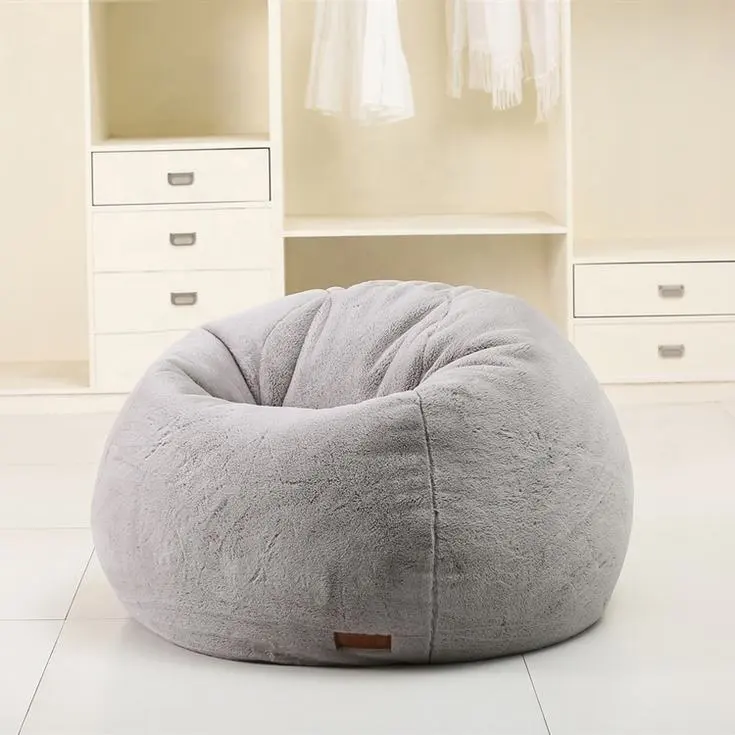 Amerikan tarzı mobilya oturma odası yuvarlak 5ft/6ft/7ft düz tavşan kürk fasulye torbası fasulye dolum beanbag kapak kanepe