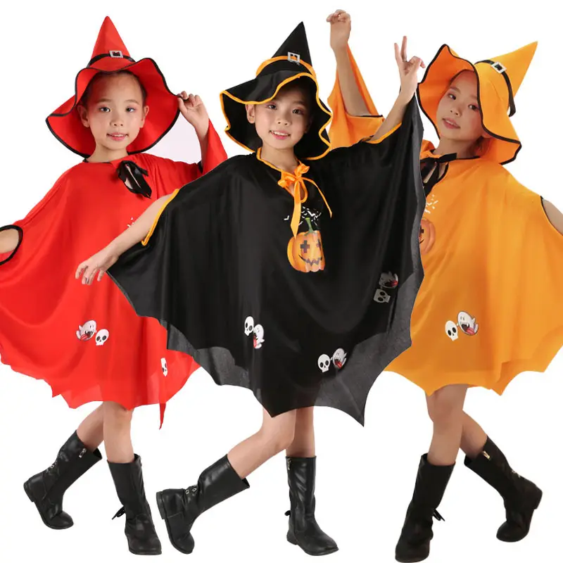 Halloween Umhänge Hüte Set Kinder Jungen Mädchen Kinder Umhang Kürbis Kostüme